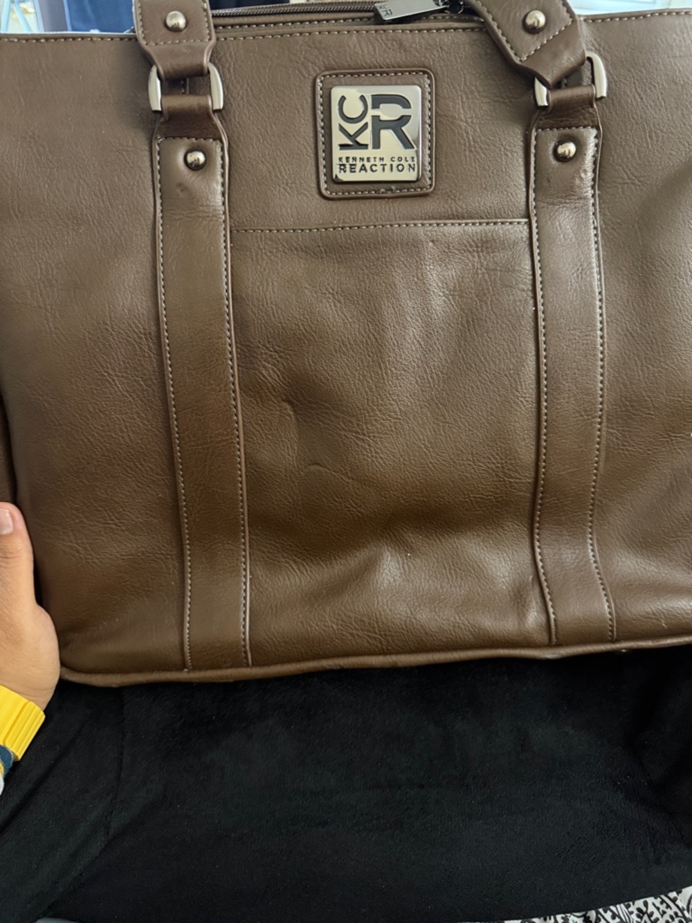 Kenneth Cole Reaction Men's Brown Leather Briefcase Tote